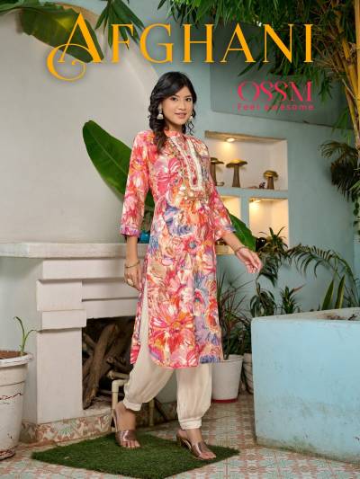 Afghani By Ossm Fancy Chanderi Foil Printed Top With Bottom Collection